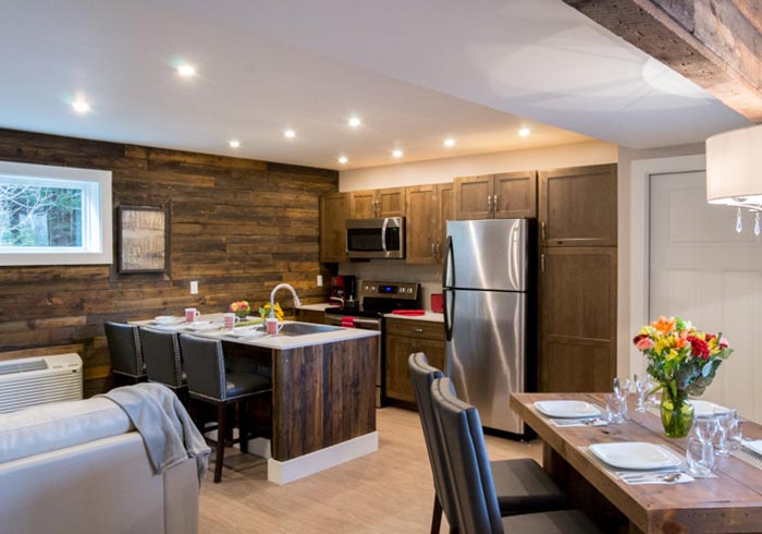 Modern rustic kitchen and dining area